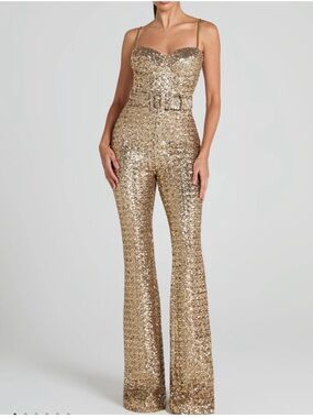 Nadine Merabi Lucinda Gold Jumpsuit